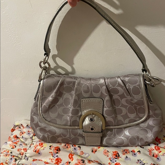 Coach Handbags - Coach SoHo 2012 Silver and Gray Signature shoulder bag, metallic